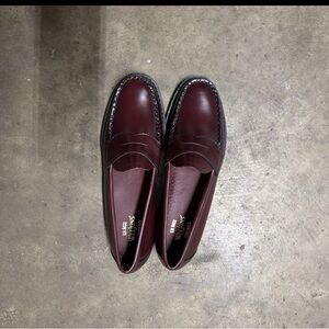 Mens GH Bass Weejuns Logan Wine Penny Loafers Shoes Size 10 D Oxblood Leather
